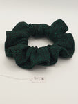 S1236 - Black with Green Sparkle Lurex Design Handmade Fabric Hair Scrunchies