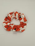 S1237 - White with Red Spotted Bow Print Handmade Fabric Hair Scrunchies