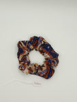 S1241 - Pale Grey with Blue Paisley & Flower Print Handmade Fabric Hair Scrunchies