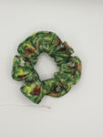 S1246 - Chunky Green Realistic Dinosaur Print Handmade Fabric Hair Scrunchies