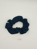 S1249 - Dark Teal Blue Stripe Design Handmade Fabric Hair Scrunchies