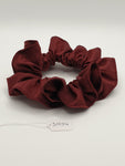 S1254 - Shiny Wine Red Colour Handmade Fabric Hair Scrunchies