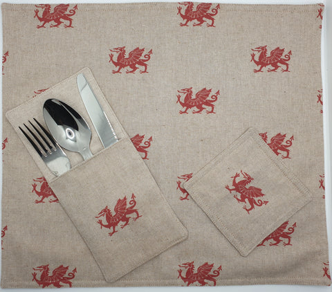 Handmade Welsh Dragon Fabric Tableware