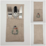 Handmade Christmas Snowman / Snowperson Fabric Tableware