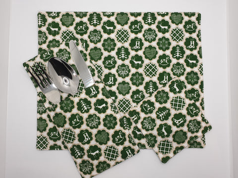Handmade Green Christmas Motif Fabric Tableware