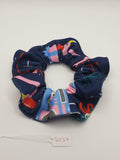 S1257 - Navy Blue with Fun Animal Christmas Print Handmade Fabric Hair Scrunchies