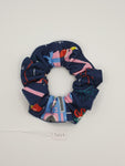 S1257 - Navy Blue with Fun Animal Christmas Print Handmade Fabric Hair Scrunchies