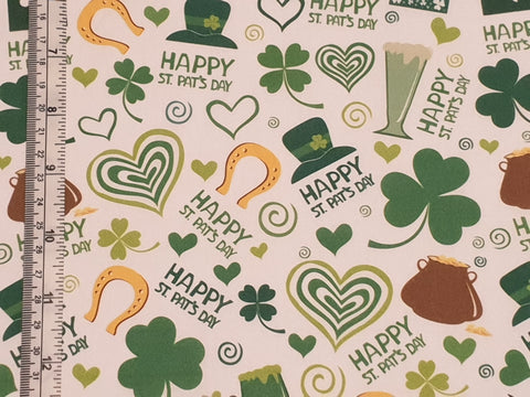 100% Cotton Rose and Hubble Lucky St Patrick's Day Print Fabric - per metre