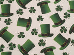 100% Cotton Rose and Hubble St Patrick's Day Shamrock & Leprechaun Hat Print Fabric - per metre