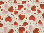 100% Cotton Rose and Hubble White with Red & Pink Valentine Heart Print Fabric - per metre
