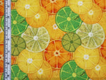 60" Wide 100% Cotton John Louden Bright Citrus Fruit Slice Print Fabric - per metre