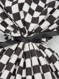 Black & White Checkerboard Chess / Checkers / Racing Print Handmade Fabric Drawstring Gift Bag / Sack