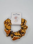 S1008 - Brown with Aztec Like Print Handmade Fabric Hair Scrunchies