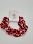 S1014 - Black with Red & Pink Heart Print Handmade Fabric Hair Scrunchies