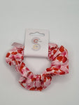 S1015 - White with Red & Pink Heart Print Handmade Fabric Hair Scrunchies