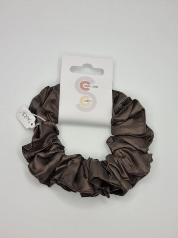 S1028 - Silky Dark Brown Handmade Fabric Hair Scrunchies