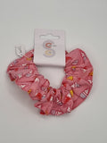 S1073 - Light Pink with Ice Cream Cone Print Handmade Fabric Hair Scrunchies