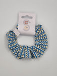 S1091 - Blue & Yellow Tiny Flower Print Handmade Fabric Hair Scrunchies