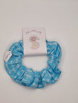 S1096 - Light Blue with White Loving Sentiments Print Handmade Fabric Hair Scrunchies