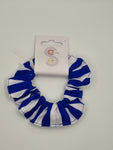 S1100 - Blue & White Stripe Print Handmade Fabric Hair Scrunchies