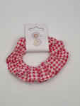 S1101 - Bright Pink & White Gingham / Check Print Handmade Fabric Hair Scrunchies