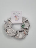 S1117 - Pale Grey with Pastel Colour Splodge Print Handmade Fabric Hair Scrunchies