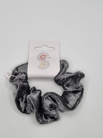 S1159 - Dark Silver / Grey Colour Velour - Christmas Handmade Fabric Hair Scrunchies