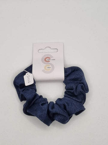 S1166 - Plain Navy Blue Handmade Fabric Hair Scrunchies