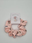 S1185 - Pale Pink with Sweetie Print Handmade Fabric Hair Scrunchies