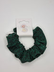 S1236 - Black with Green Sparkle Lurex Design Handmade Fabric Hair Scrunchies