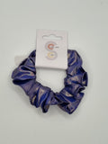 S1243 - Shiny Blue with Hint of Gold Sheen Handmade Fabric Hair Scrunchies