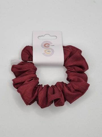 S1254 - Shiny Wine Red Colour Handmade Fabric Hair Scrunchies