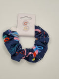 S1257 - Navy Blue with Fun Animal Christmas Print Handmade Fabric Hair Scrunchies