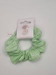 S1025 - Mint Green with Tiny White Polka Dot Print Handmade Fabric Hair Scrunchies