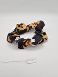 S1260 - Black with Fun Halloween Pumpkin & Ghost Print Handmade Fabric Hair Scrunchies