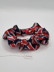 S1262 - Union Jack Flag Navy Coronation Patriotic Print Handmade Fabric Hair Scrunchies