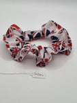 S1264 - White with Heart Shaped Union Jack Flag Jubilee Patriotic Print Handmade Fabric Hair Scrunchies