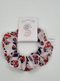 S1264 - White with Heart Shaped Union Jack Flag Jubilee Patriotic Print Handmade Fabric Hair Scrunchies