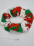 S1266 - Cymru / Wales Welsh Flag, Red Dragon Patriotic Print Handmade Fabric Hair Scrunchies