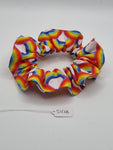 S1268 - White with Rainbow Pride LGBTQ+ Print Handmade Fabric Hair Scrunchies
