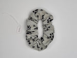 S1272 - Grey with Black Paw Print Handmade Fabric Hair Scrunchies