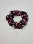 S1288 - Black with Pink 'Love' Print Handmade Fabric Hair Scrunchies