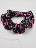 S1288 - Black with Pink 'Love' Print Handmade Fabric Hair Scrunchies