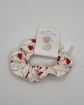 S1292 - White with Red Poppy Remembrance Print Handmade Fabric Hair Scrunchies
