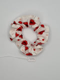 S1292 - White with Red Poppy Remembrance Print Handmade Fabric Hair Scrunchies