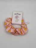 S1293 - Pale Pink with Cute Chick & Flower Print Handmade Fabric Hair Scrunchies