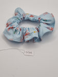 S1308 - Pale Blue with Ballet Theme Print Handmade Fabric Hair Scrunchies
