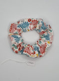 S1309 - White with Pastel Colour Ballet Theme Print Handmade Fabric Hair Scrunchies