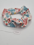 S1309 - White with Pastel Colour Ballet Theme Print Handmade Fabric Hair Scrunchies