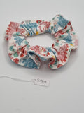 S1309 - White with Pastel Colour Ballet Theme Print Handmade Fabric Hair Scrunchies